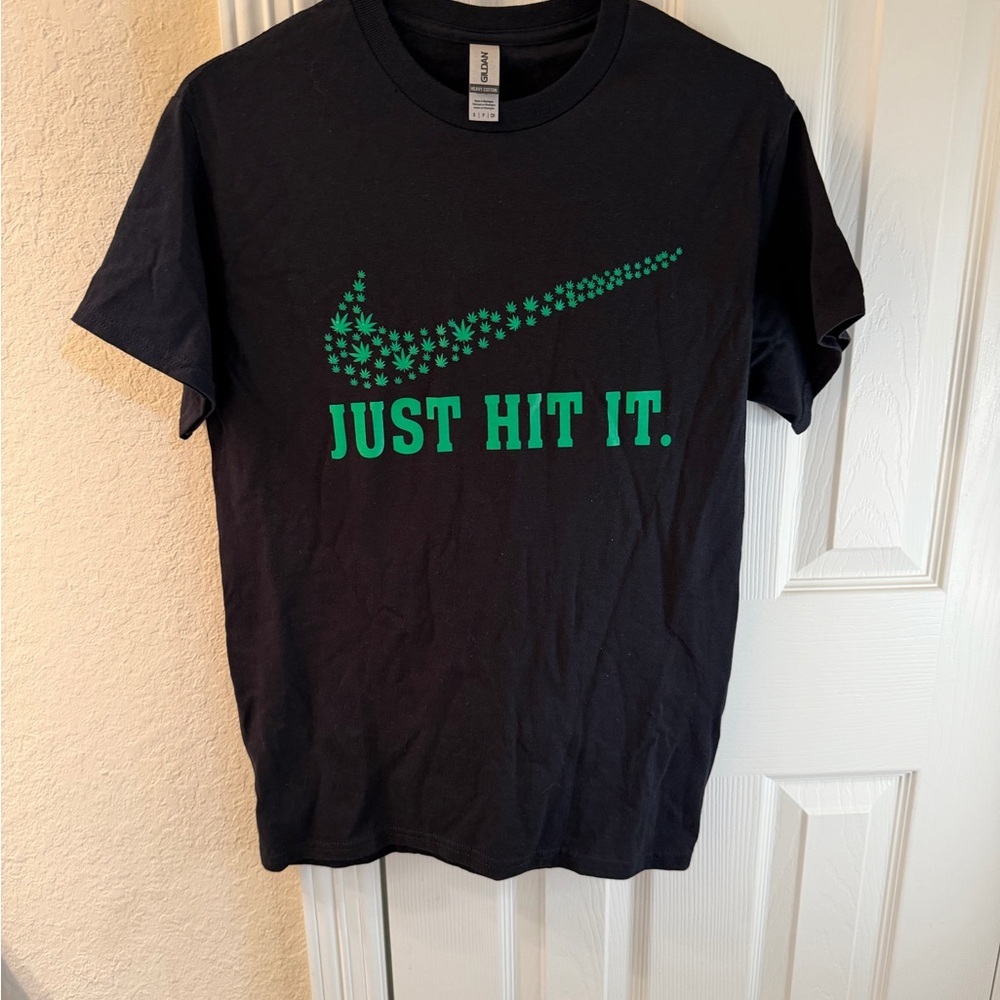 Nike Black Tee with Green Design - Picture 2 of 8